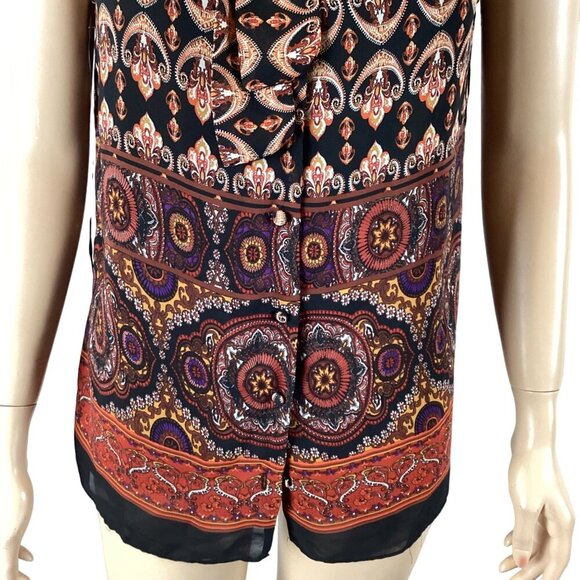 MM Couture By Miss Me Boho Sleeveless Tie-Neck Blouse Top Size Medium NWOT - Picture 7 of 7